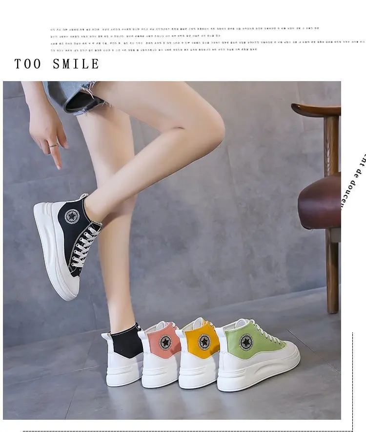 

High top canvas shoes women's shoes in autumn