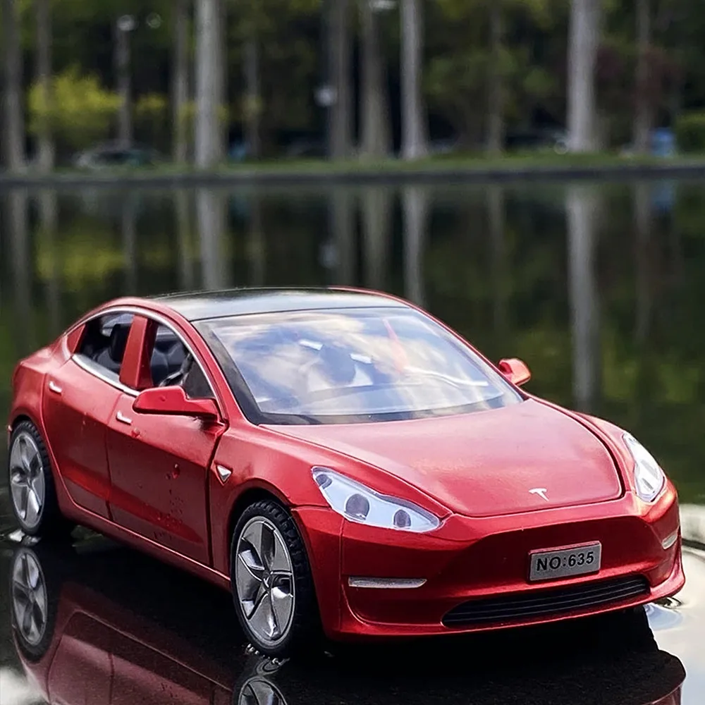 Новинка 2021 1:32 Tesla MODEL 3 модель автомобиля из сплава литой игрушечный автомобиль
