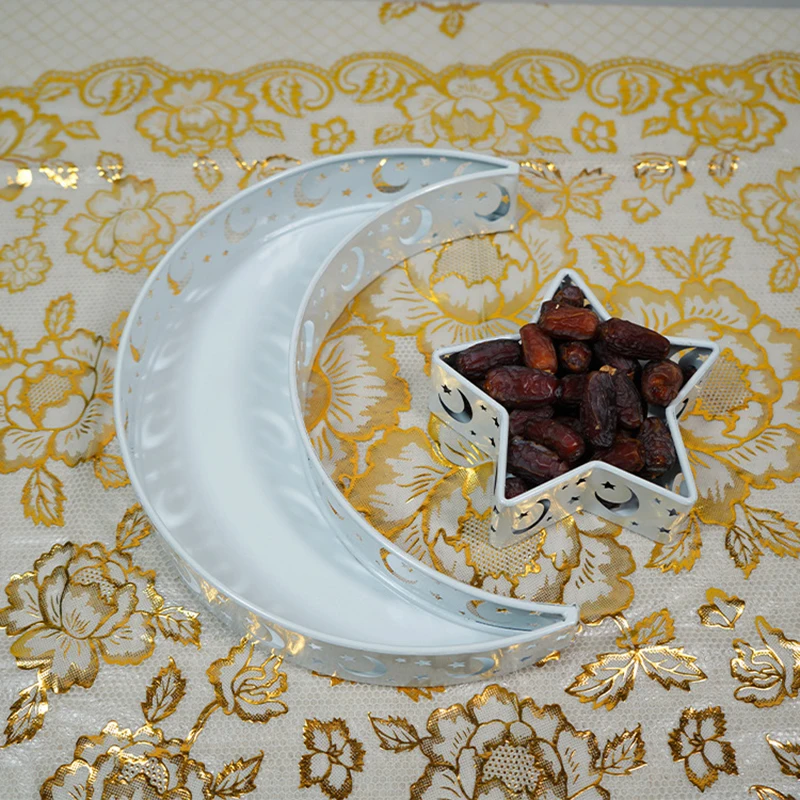 

Eid Mubarak Moon Star Shape Serving Tray Tableware Dessert Party Decoration Food Storage Container For Party Home PLDI889