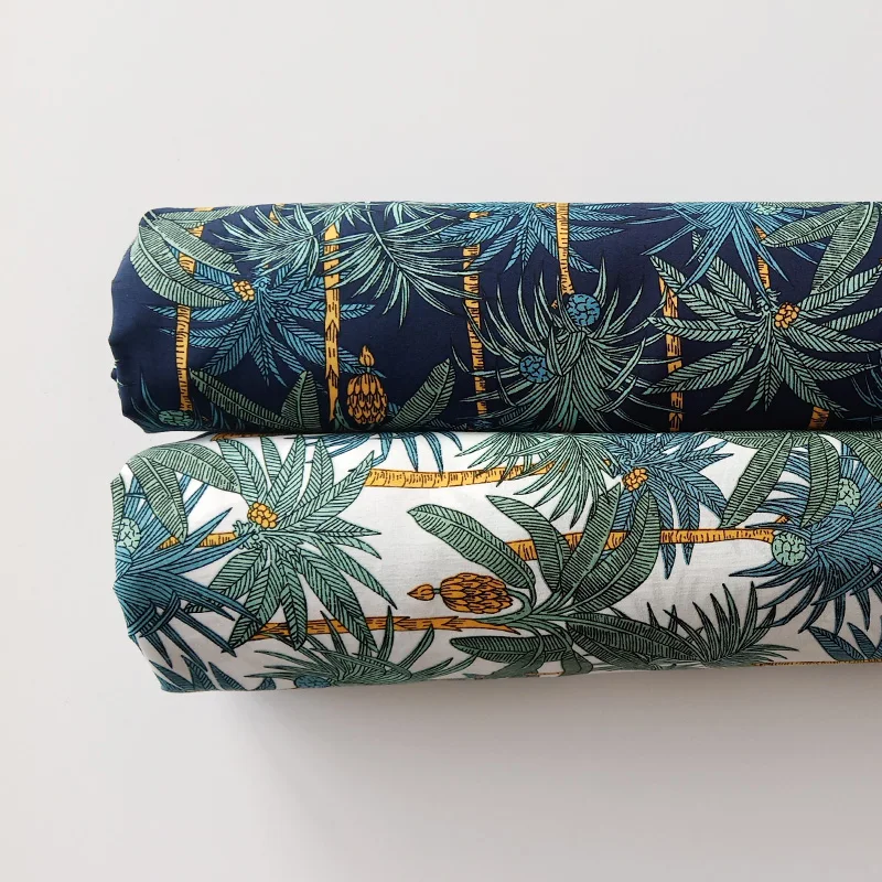 Japanese style two-color optional banana tree printed cotton fabric for handmade clothing and DIY | Дом и сад