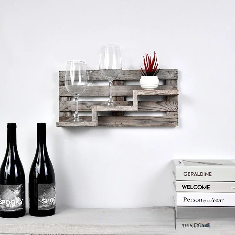 

Simple Twisted Wood Wall-mounted Entry Storage Cabinet Display Rack