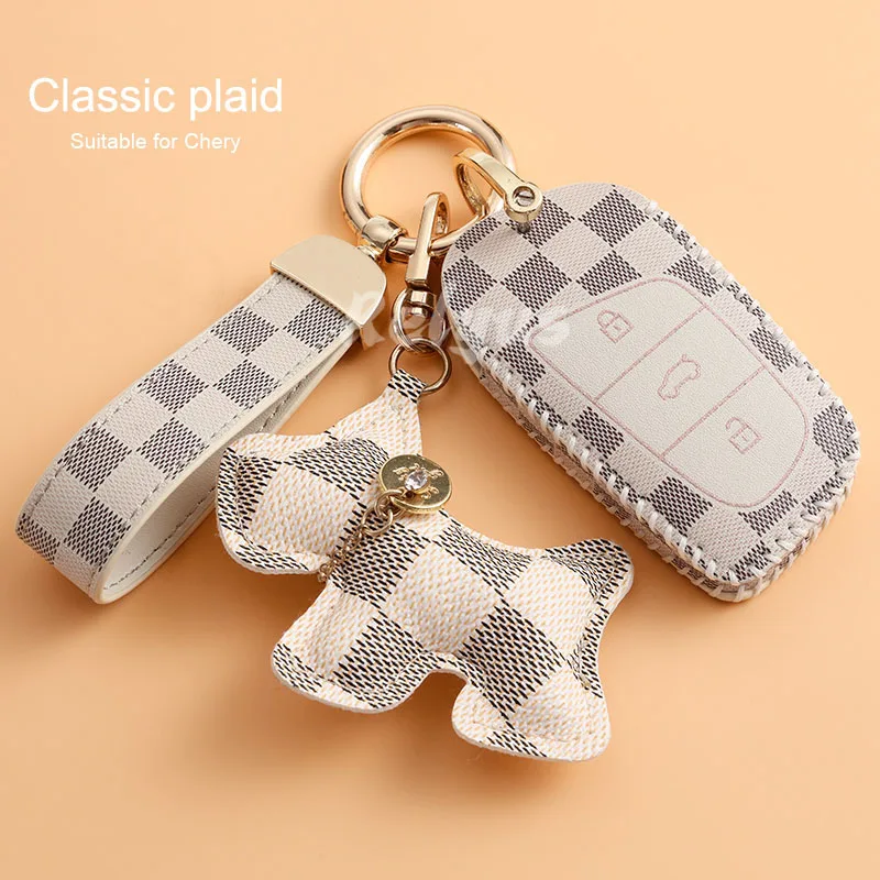 

Leather Car Remote Key Case Cover For Chery ANT EQ1 2019 Key Shell Auto Protection Accessories