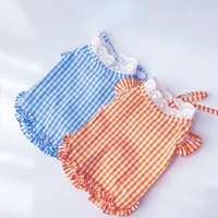 plaid dress pet clothing dogs sweet vest for dog clothes small costume thin french bulldog cute summer orange girl collar perro