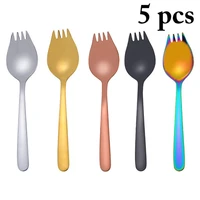 stainless steel tableware sets multifunctional dessert ice cream spoon with fruit fork kitchen soup spoon utensil accessories