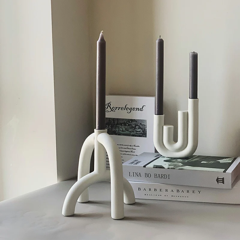 Подсвечник в скандинавском стиле домашний декор керамический подсвечник