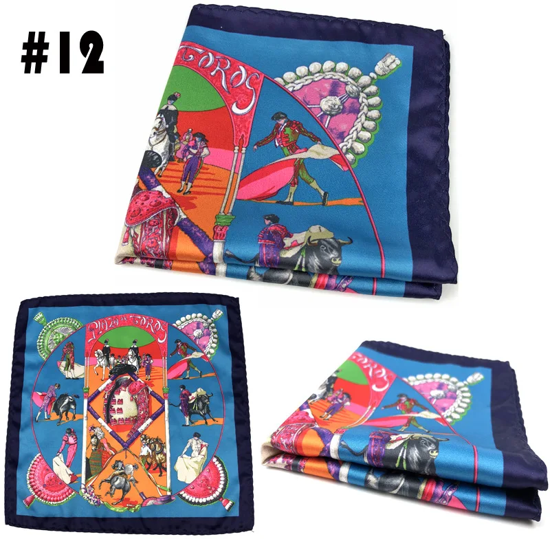 

Men's Suit Pocket Chest Towel 23*23CM Handkerchiefs Printed Small Square Hanky Retro British Korean Dress Pocket Square