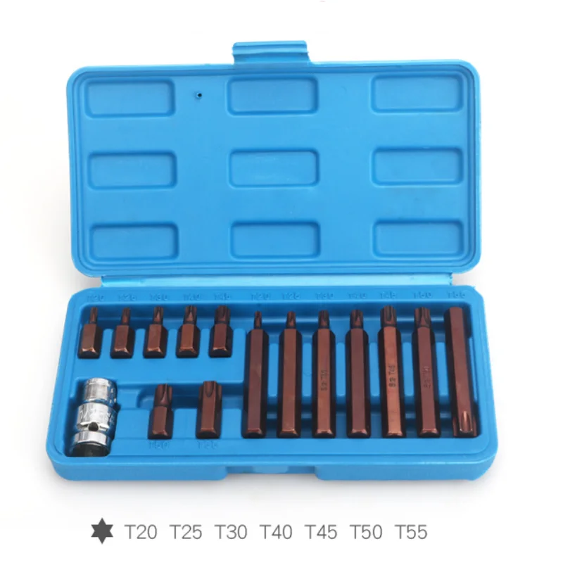 

15 Pcs 1/2 inch Drive Inner Hex Socket Bit Screwdriver Socket Bit Adapter Hex Screwdriver Set Auto Repair Tool T20-T55
