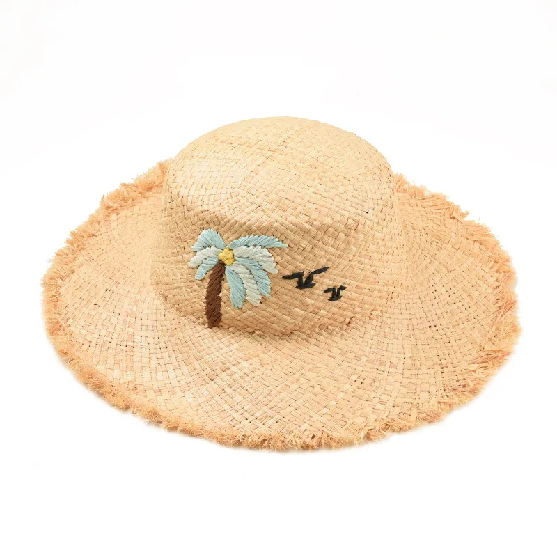 Соломенная шляпа для мужчин и женщин плетеная вручную Панама из рафии с плоским