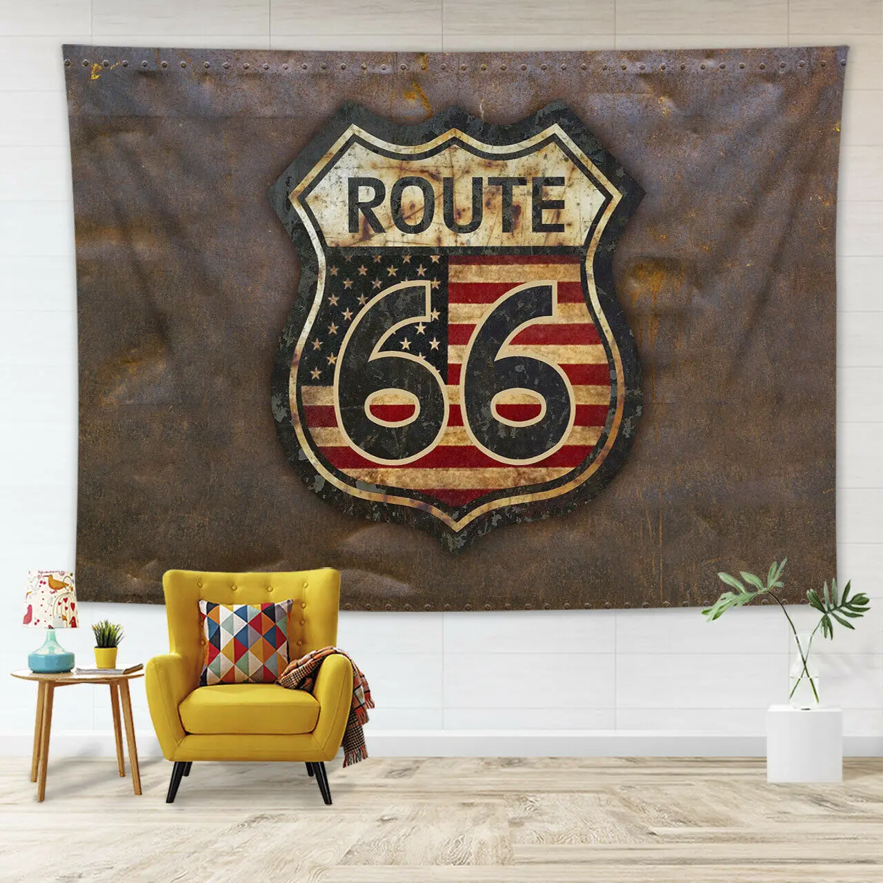 

Vintage Route 66 Badge Wall Hanging Tapestries Home Room Decor