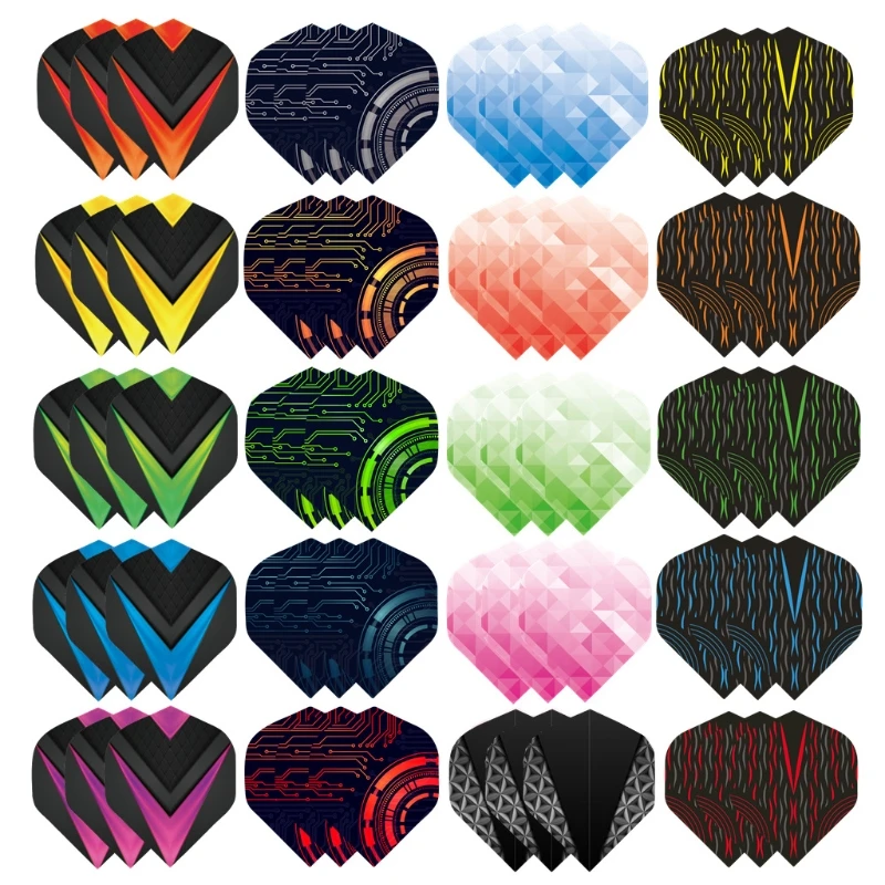 

XXFC 60Pcs Standard Dart Flights Durable PET Replacement Feather Tail Wing Accessories Equipment Supplies for Dart Games