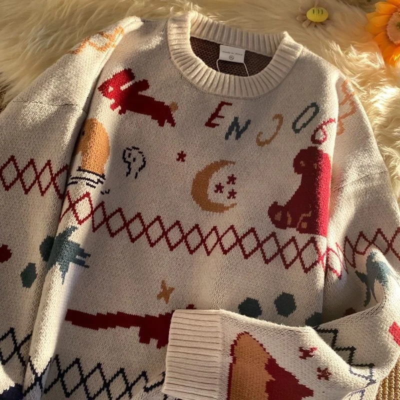 Свитер женский трикотажный в стиле Харадзюку на осень | Женская одежда