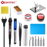 qhtitec 80w soldering iron kit adjustable temperature lcd digital display 220v 110v soldering iron soldering rework tools 908s