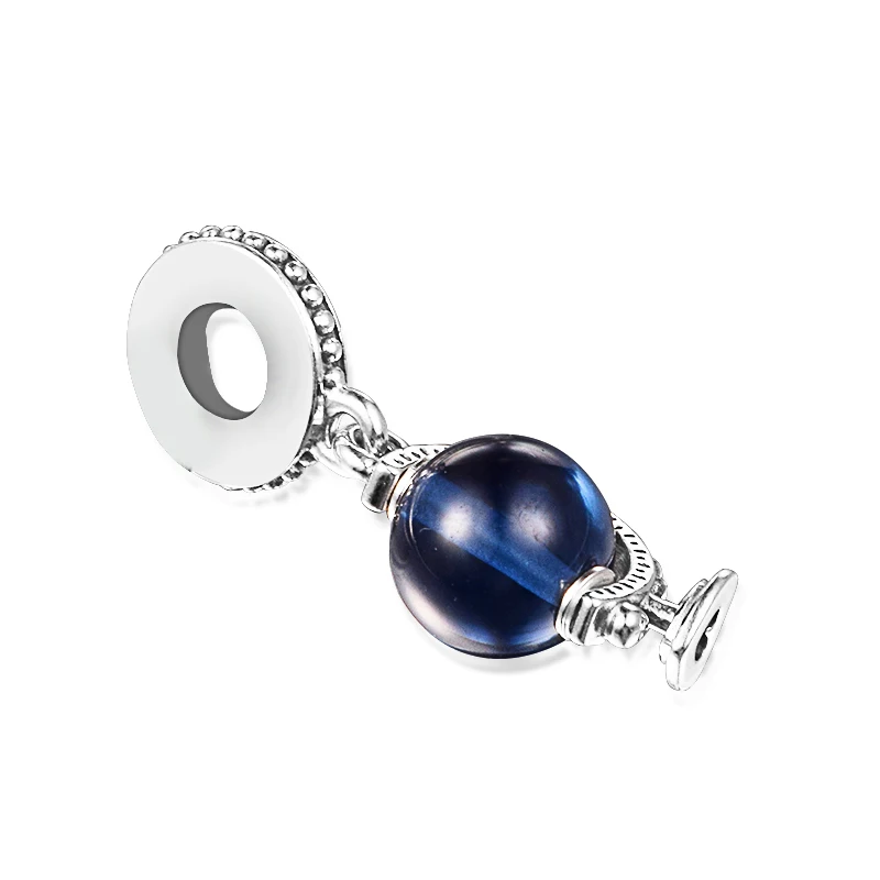 

Charms Fits for Necklaces Bracelets Blue Globe Dangle Charm 100% 925 Sterling Silver Jewelry For Women Free Shipping