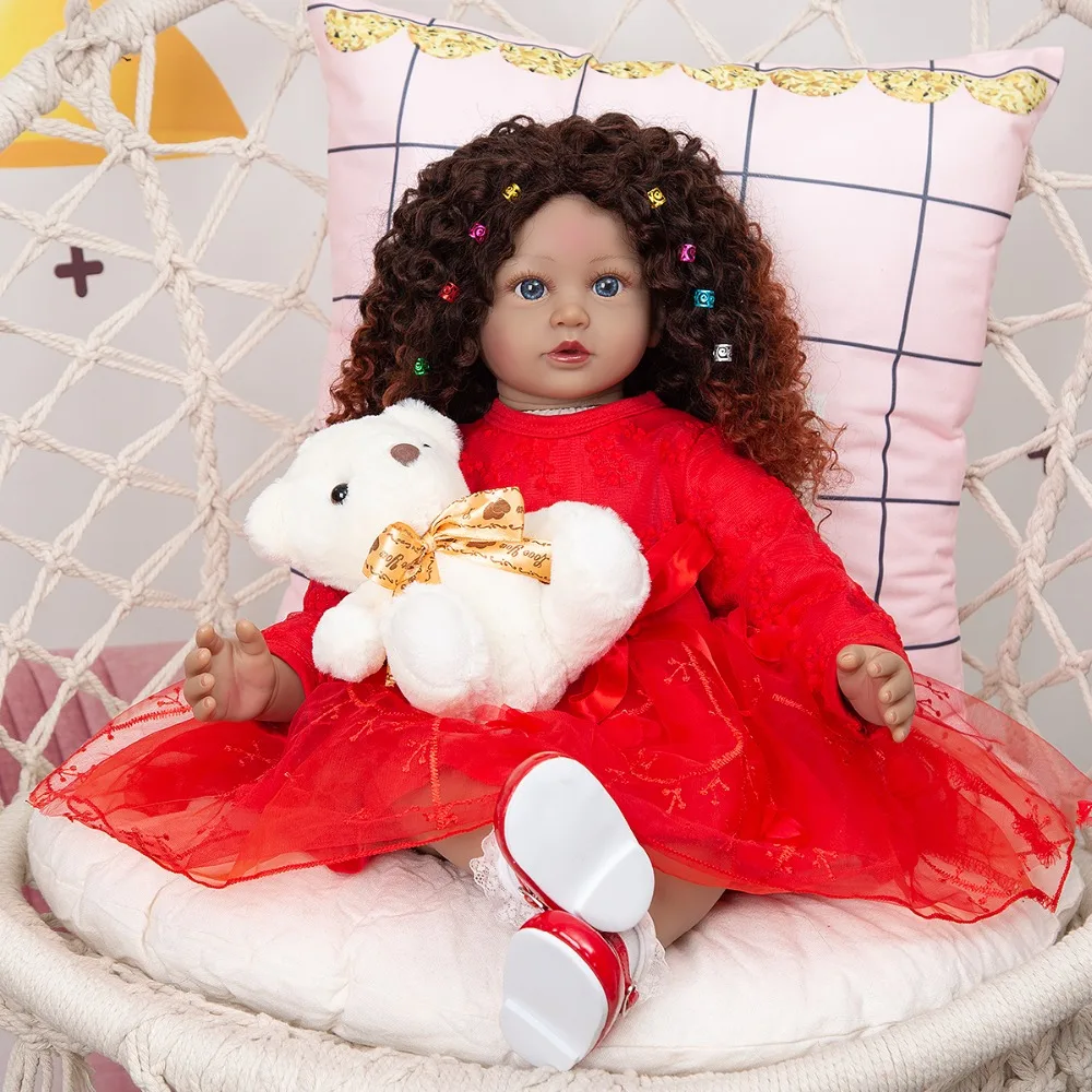 KEIUMI New Design Reborn Baby Dolls Black Skin 60 CM Cloth Body Toddler African Doll Babies Toy For Kids Christmas Birthday Gift | Игрушки и