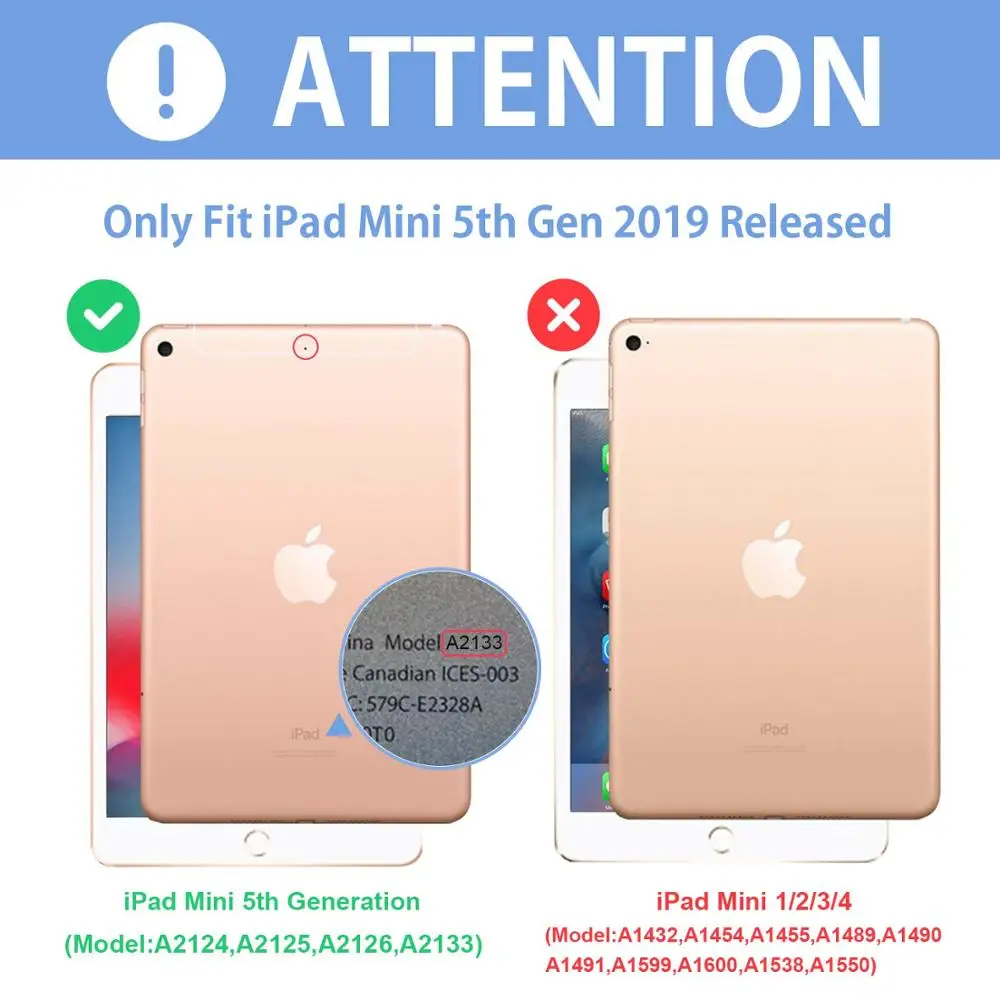Чехол для iPad Mini 5 2019 держатель карандаша Фолио трехслойная кожа мягкая