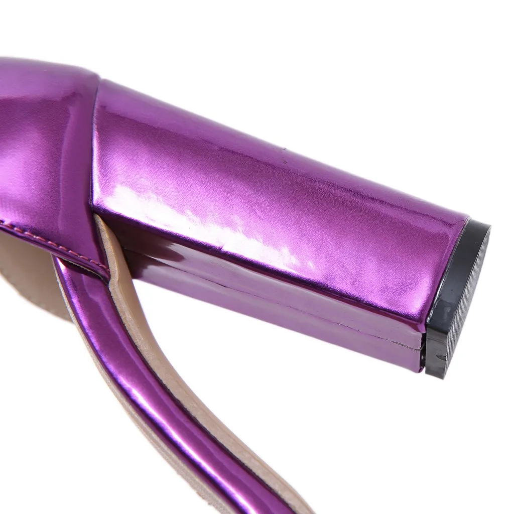 Круглый носок квадратный каблук Для женщин сандалии на платформе с застежкой