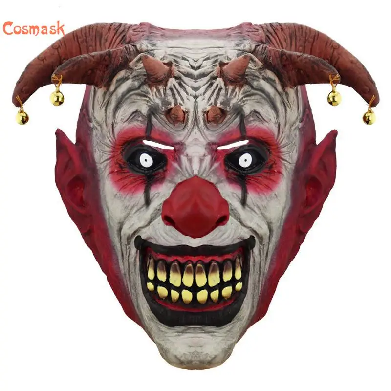 Cosmask Хэллоуин злой колокольчик бычий Рог Латексная Маска Костюм для взрослой