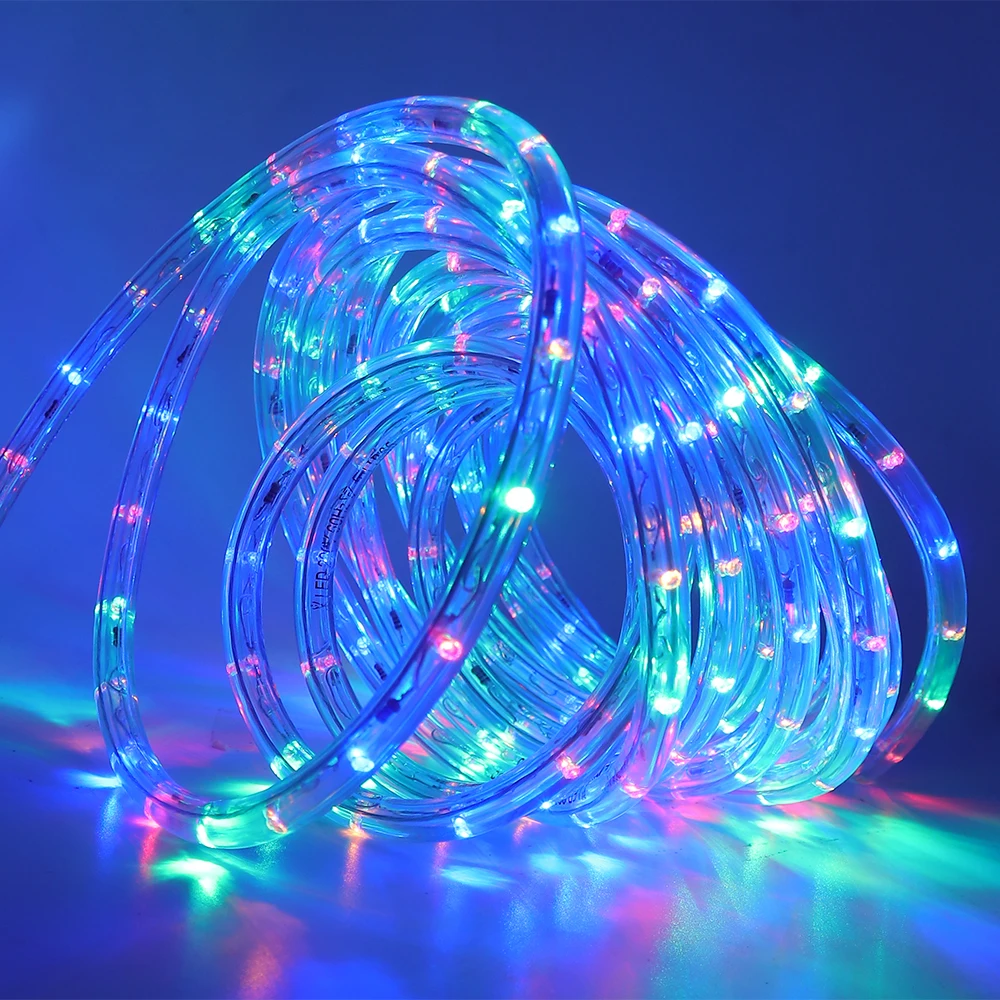 AC220V RGB неоновый светильник с круглой трубкой, Светодиодная лента, гибкий водонепроницаемый светодиодный светильник, 36 светодиодный s/m, EU штекер, светодиодный, лента для внутреннего и наружного декора