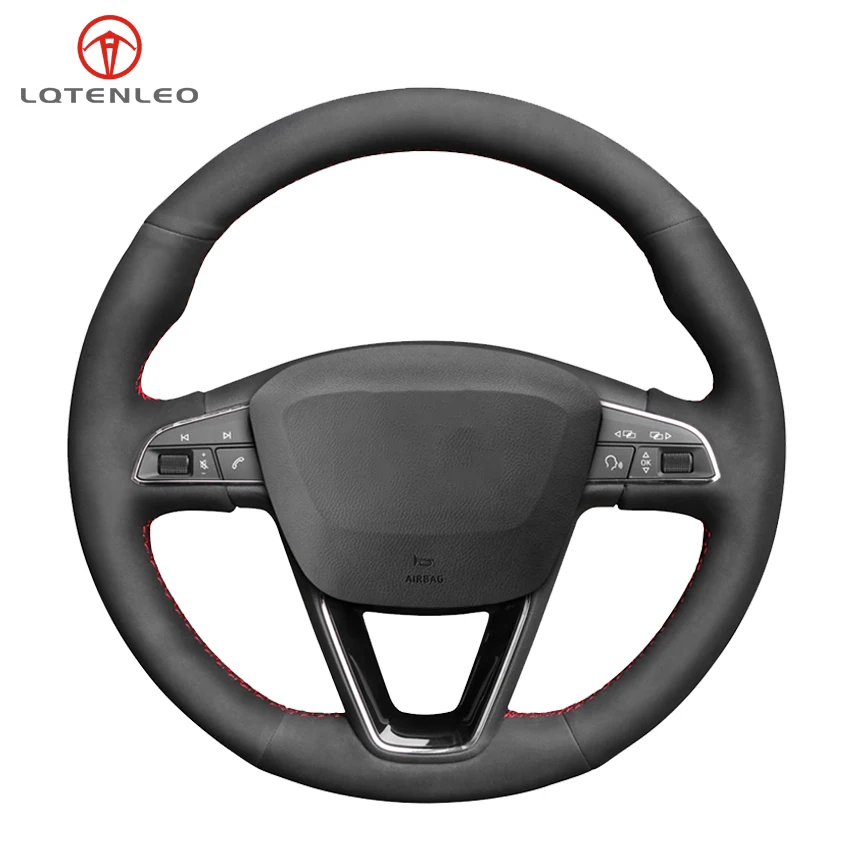 LQTENLEO черный замшевый чехол рулевого колеса автомобиля для Seat Leon 5F Mk3 2013 2019 Ibiza 6J