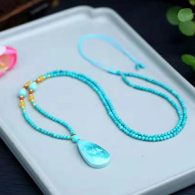 Ожерелье с подвеской из натурального зеленого камня на удачу | Украшения и