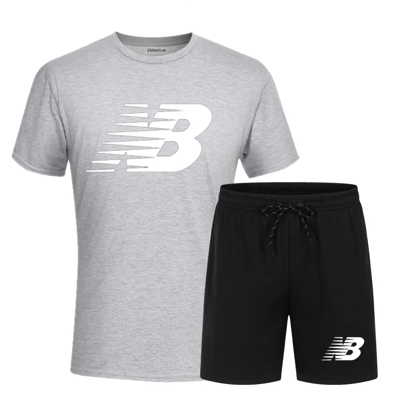 

2021 summer new fashion suit sports and leisure two-piece high-quality printed T-shirt