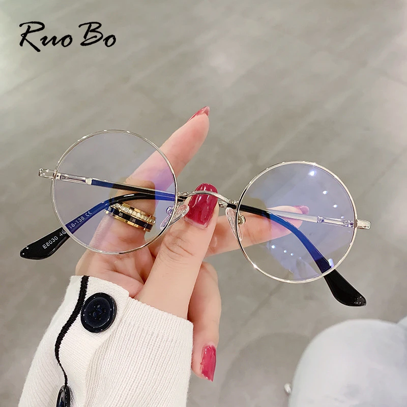 

RUOBO Round Frame Anti-blue Glasses For Men Women Ultralight Radiation Computer Blue Blocking Retro Decorate Optical Eyewear