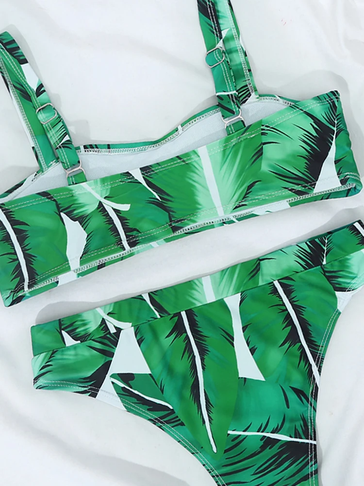 

ZTVitality Leaf Print Sexy Bikinis Push Up Bikini 2020 New Arrival Padded Bra Mid Waist Swimsuit Female Swimwear Women Biquini
