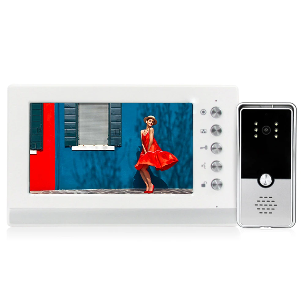 White-B YSECU 7 дюймов 1000TVL HD видеодомофон комплект для домашней безопасности, видеодомофон с замком, видеодомофон - Цвет: White-B