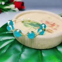 simple fresh sprightly bracelet blue stone openning adjustable chain bracelet for girls present for women free shipping