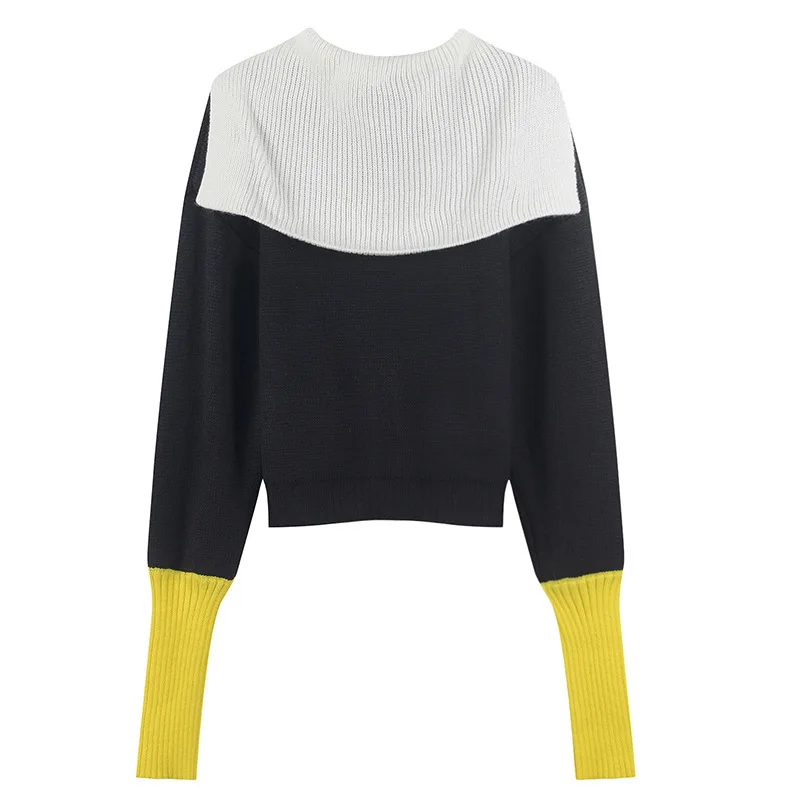 DEAT новинка 2020 весенний цветной вязаный свитер с круглым вырезом на шнуровке