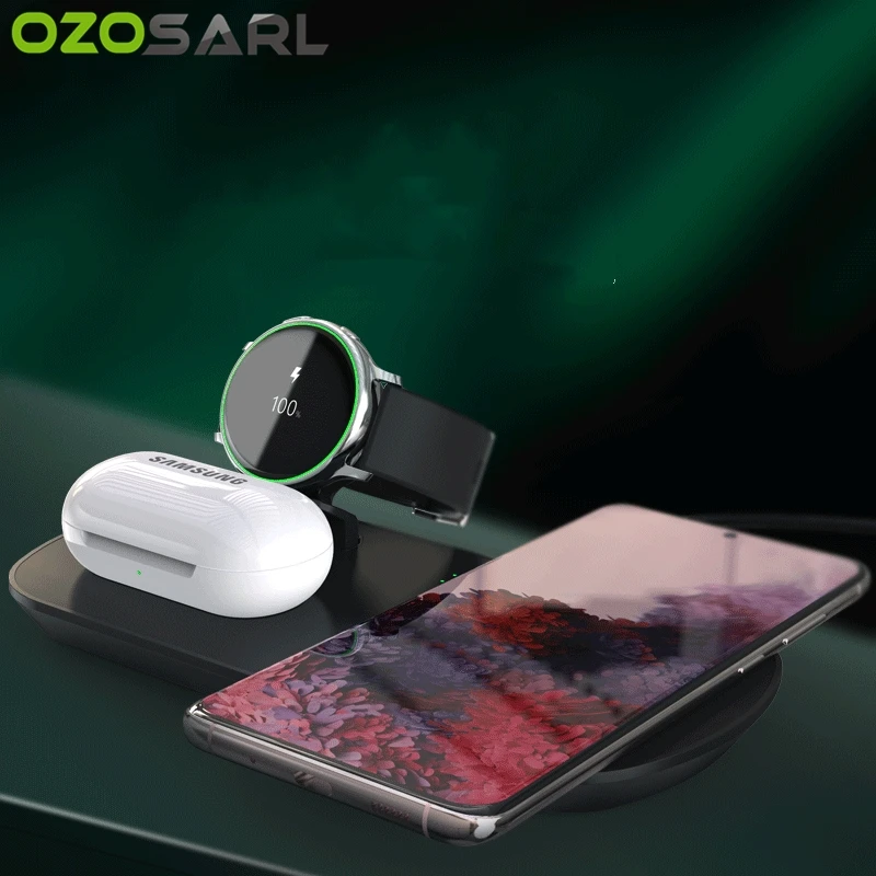 Беспроводное зарядное устройство 3 в 1 для iPhone Samsung Galaxy Buds Watch Active 2 AirPods