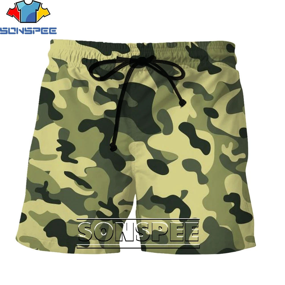 

Мужские камуфляжные пляжные шорты SONSPEE D5, 3D модные повседневные пляжные шорты с изображением диких джунглей манбы, летние