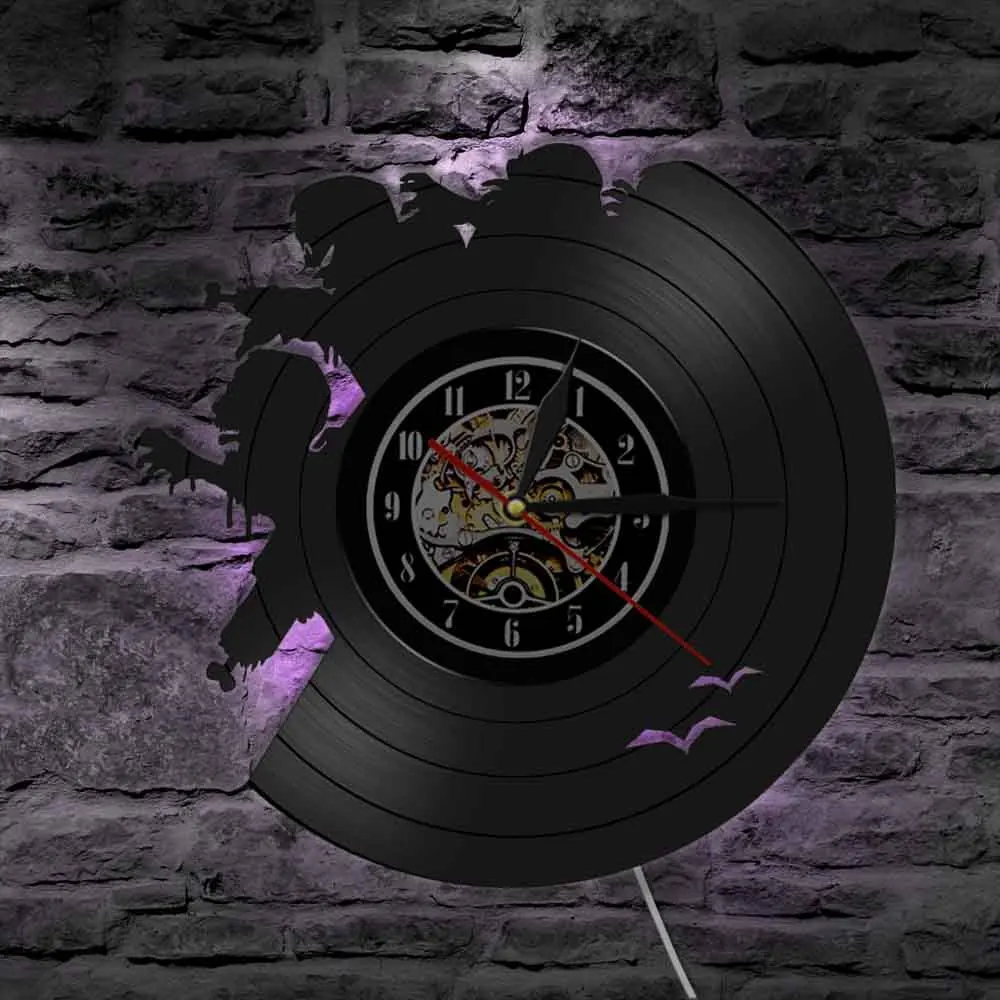 Настенные часы зомби Вспышка Пивоваренная винтажная виниловая запись настенные