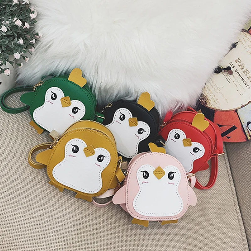 

Girls Bags Cute Penguin Shape Animal Shoulder Bag Clutch Girls Crossbody Leather Mini Bags PU Leather Mini Messenger Bag