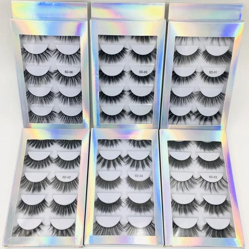 

5Pairs eye Eyelashes Makeup Natural Lashes 5D Bushy Multi-layer Thickening False Eyelashes Magnetic Lashes Extension Makeup Tool