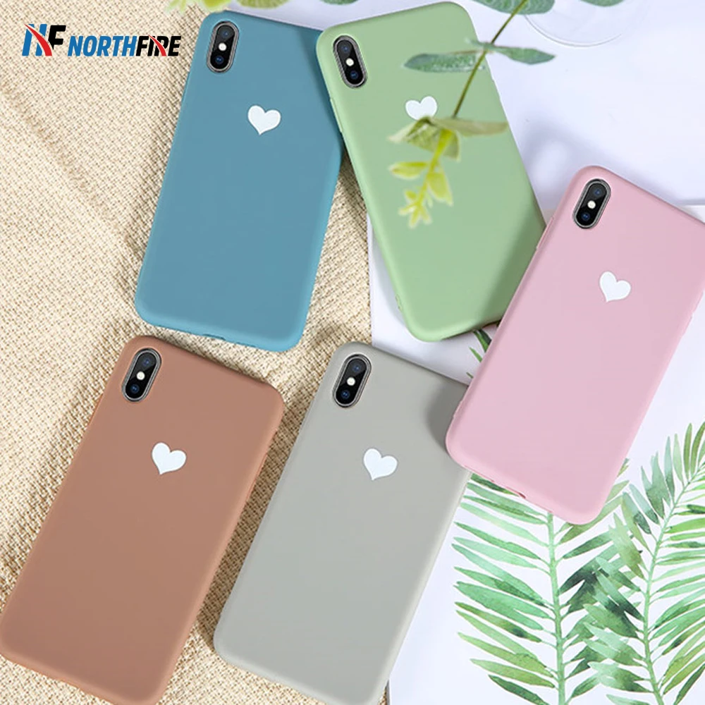 NORTHFIRE световой любящее сердце однотонный мягкий чехол для iPhone X XS Max 6/6 S/7/8 Plus ТПУ