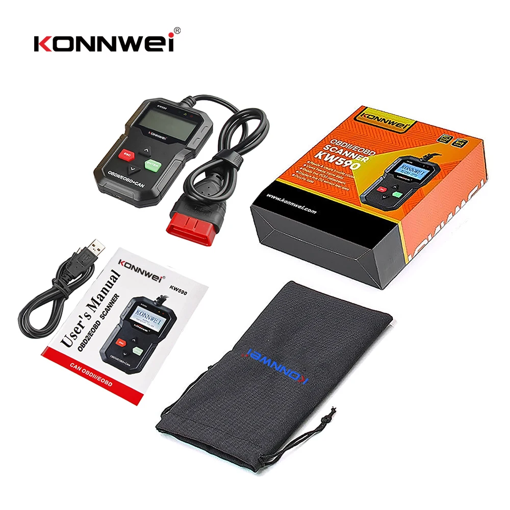 OBD-диагностический инструмент KONNWEI KW590 автомобильный считыватель кодов OBD2-сканер