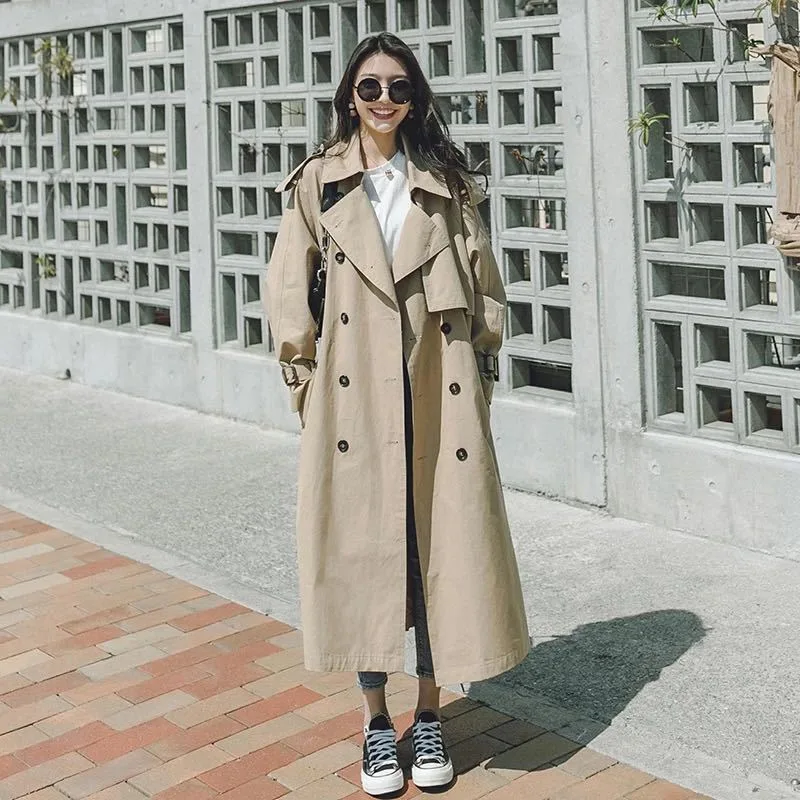 Женская ветровка осень 2019 новая Корейская версия свободного длинного пальто
