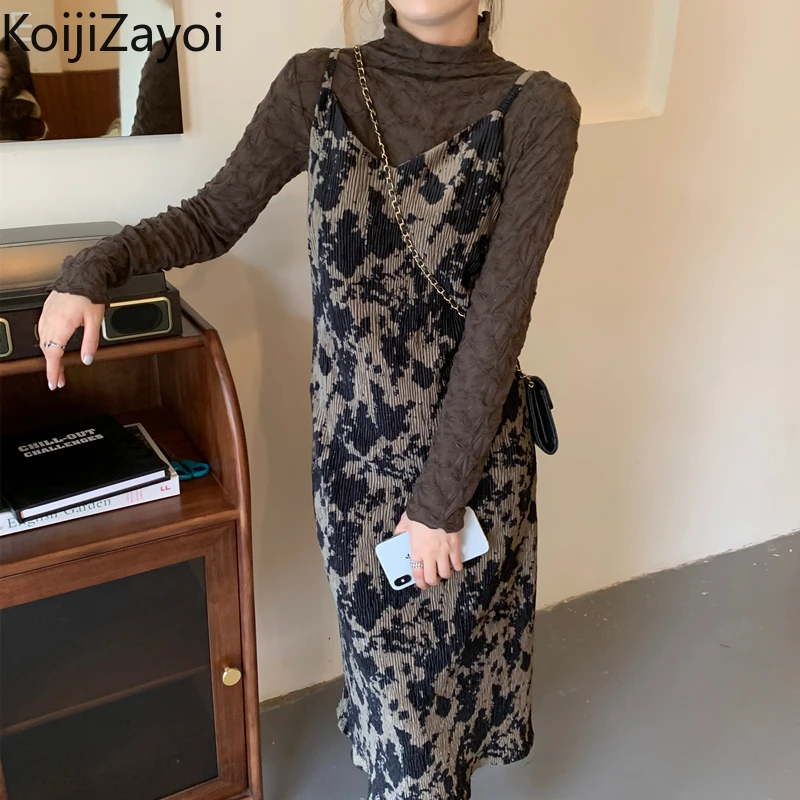 

Koijizayoi Tie Dye Women Maxi Bodycon Dress Sleeveless Vintage Chic Fashion Lady Chic Korean Party Dresses Lady Slim Vestidos