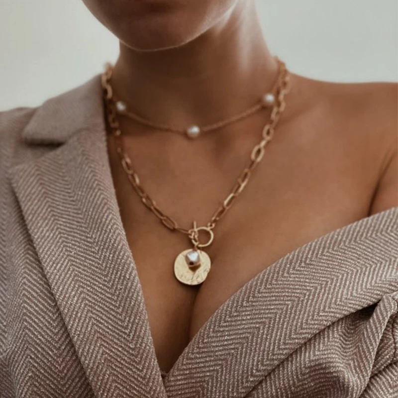 17KM Fashion Asymmetric Lock Necklace for Women Twist Gold Silver Color Chunky Thick Choker Chain Necklaces Party Jewelry | Украшения и
