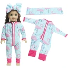 Пижама в виде розовой птицы, штаны, пальто, повязка на голову, наряд для американской куклы, 18 дюймов, 43 см, одежда для куклы, аксессуары для детской игрушки, подарок