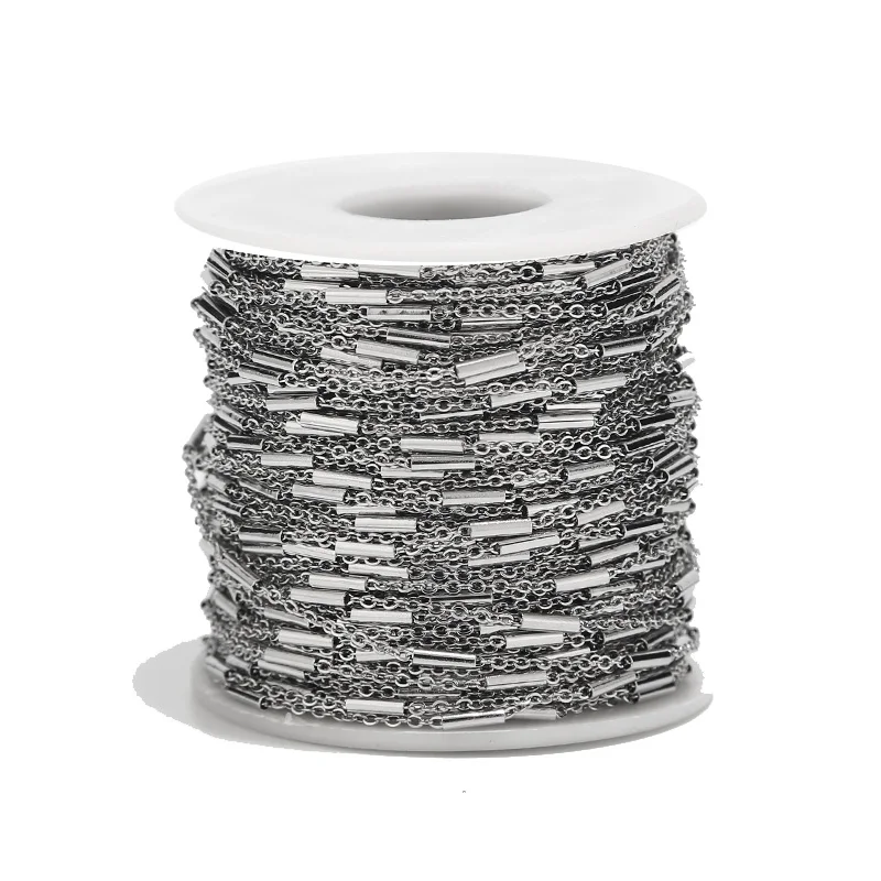 Steel Tube Chain 2 метра 1 мм ширина нержавеющей стали тусклый Серебряный бисерный кабель цепь шаровая паянная звено цепь Ювелирная фурнитура для чокер ножной браслет - Цвет: Steel Tube Chain