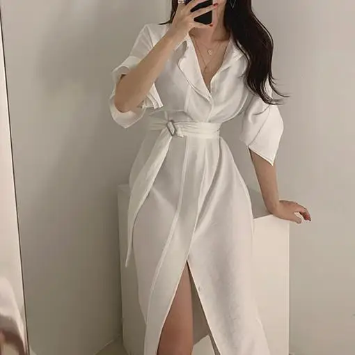 2019 женское платье-рубашка в стиле Харадзюку лето-осень с длинными рукавами со