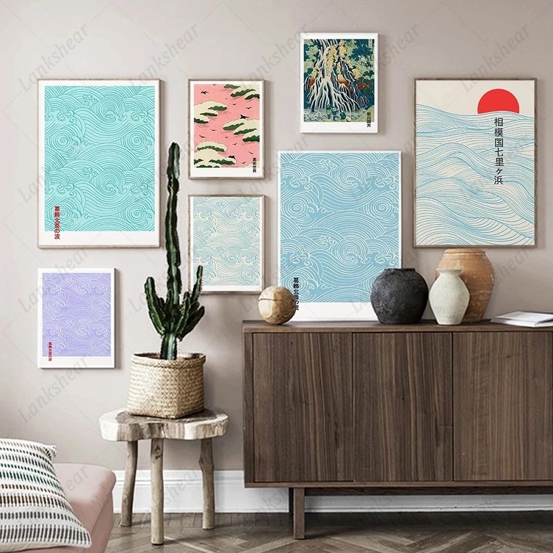 

Japanese Ukiyo-E Poster Vintage Katsushika Hokusai Canvas Painting Art Wave Modular Print Pictures Nordic Modern Home Decoration