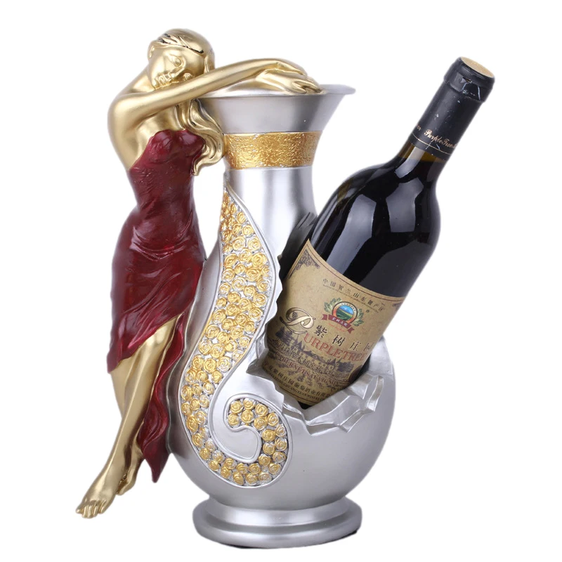 

Wine Bottle Holder Decoration Creative Lady in Red Dress Wine Rack,Retro European Style Grape Wine Rack Holder