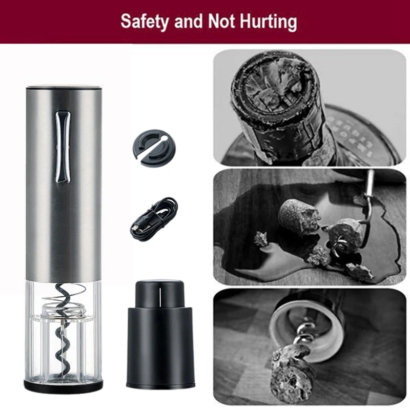 

Automatic Bottle Opener ,Easy Clean Electric Wine Bottle Opener with Wine Stopper, USB Charging for Kitchen
