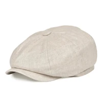 botvela newsboy cap for men herringbone gentlemen bakerboy caps lightweight breathable linen flat hat apple beret hats 007