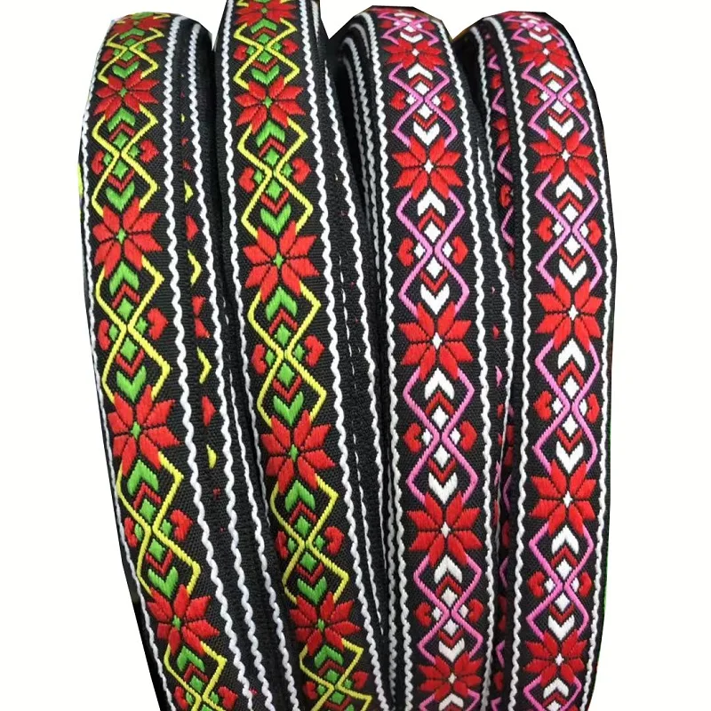 20 ярдов/партия широкая около 2,5 cm Тканные жаккардовая тесьма с геометрическим принтом цветы для Аксессуары для одежды ZH-5733