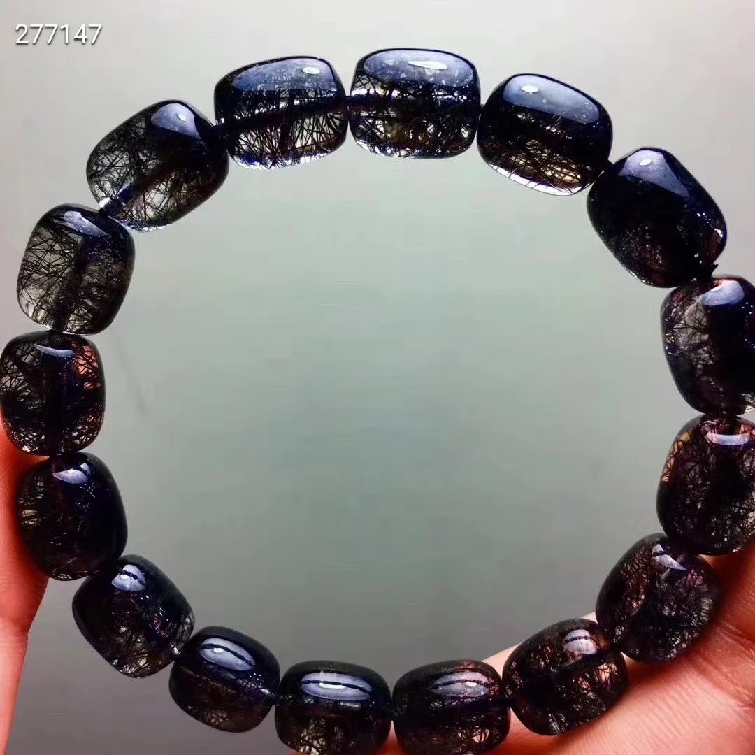 

Natural Black Rutilated Quartz Clear Barrel Beads Bracelet 12x10mm For Women Men Fashion Wealthy Rutilated Quartz AAAAA