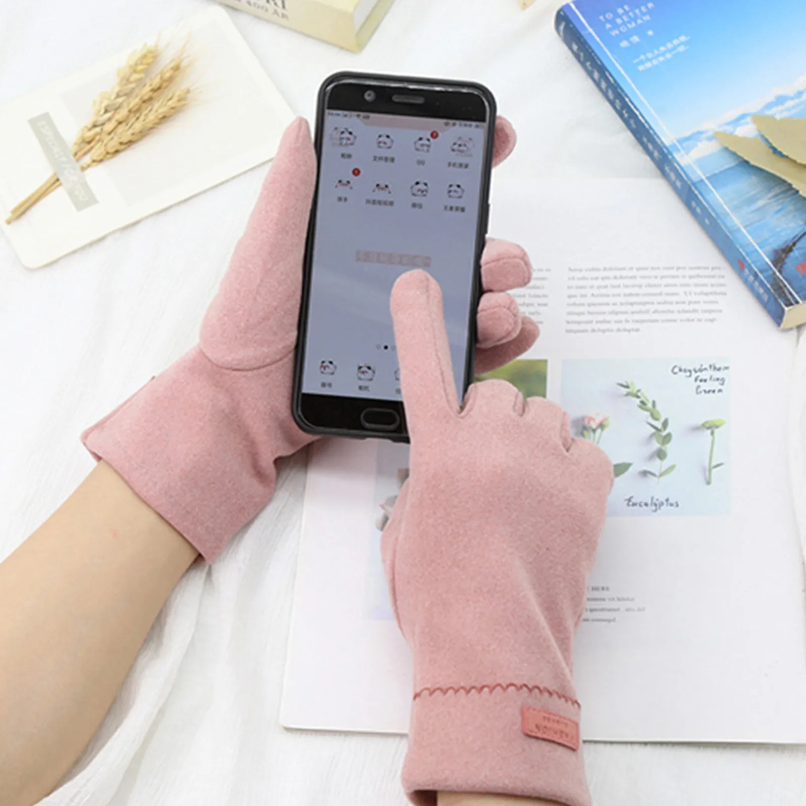 

Drop Ship Women's German Fleece Warm Full Finger Wrist Gloves Women Girls Winter Warm Riding Cycling Gloves Mitten N26